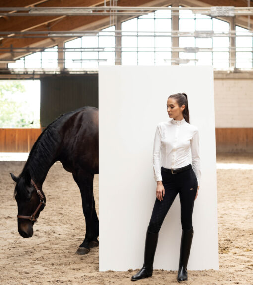 white competition shirt with black breeches